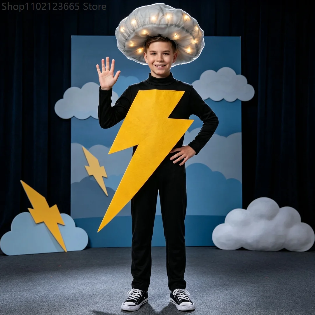 Chicos Black Jumpsuit Yellow Lightning Storm Cosplay Costume Light Cloud Hat Music Festival Stage Show Masquerade Enfant Costume
Chicos Black Jumpsuit Yellow Lightning Storm Cosplay Costume Light Cloud Hat Music Festival Stage Show Masquerade Enfant Costume