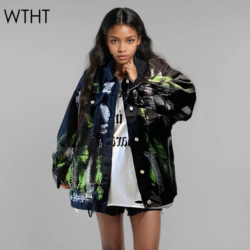 WTHT Trendy Women's Spliced Beading Irregular Graffiti Design Denim Coat 2024 Winter Lapel Long Sleeves Jacket Female 1LS504
WTHT Trendy Women's Spliced Beading Irregular Graffiti Design Denim Coat 2024 Winter Lapel Long Sleeves Jacket Female 1LS504