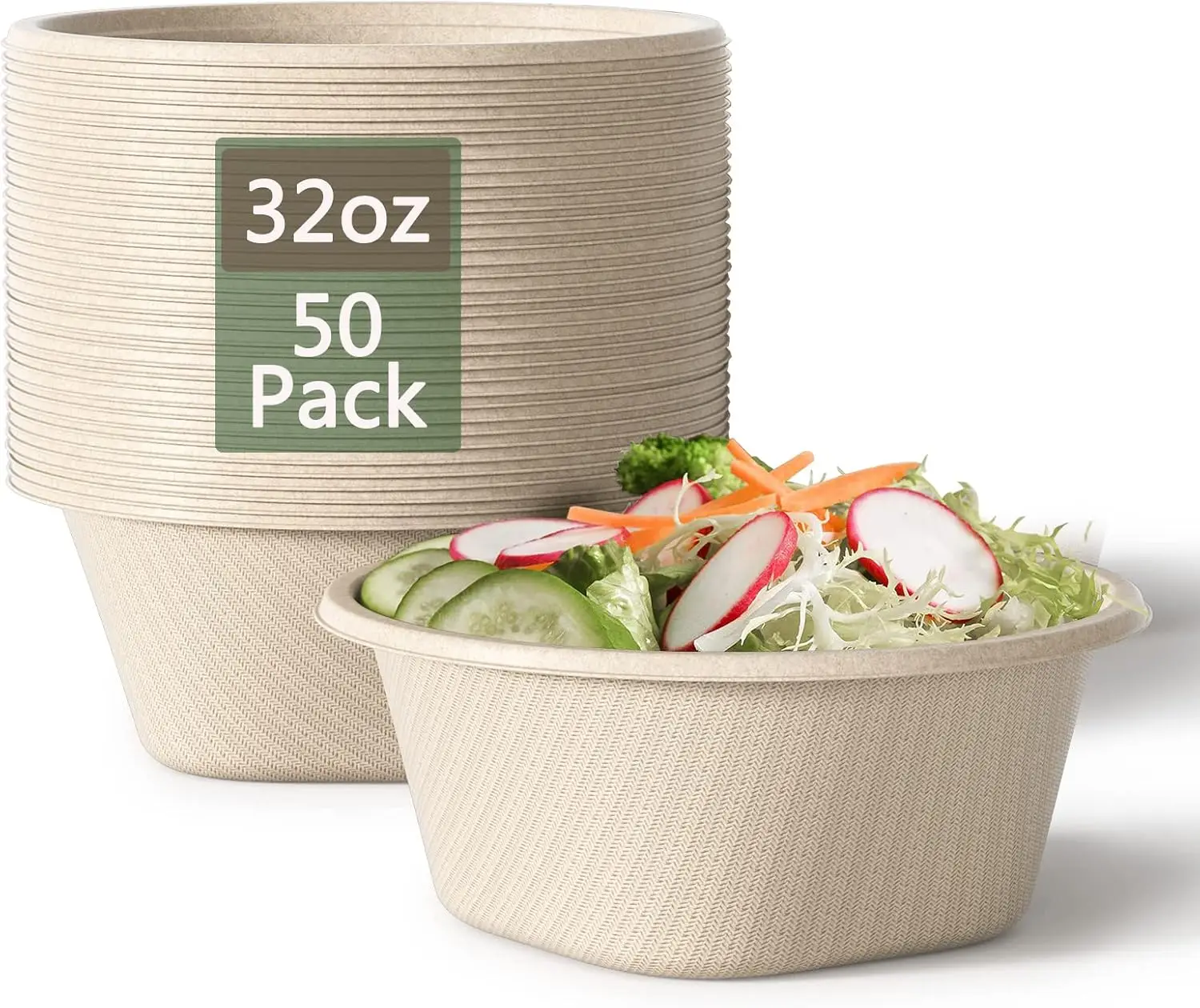 50 Pack 32 oz Heavy Duty Compostable Bowls, Eco-Friendly Sugarcane Bagasse, Microwave & Freezer Safe, Disposable Soup Salad Dessert Bowls
50 Pack 32 oz Heavy Duty Compostable Bowls, Eco-Friendly Sugarcane Bagasse, Microwave & Freezer Safe, Disposable Soup Salad Dessert Bowls