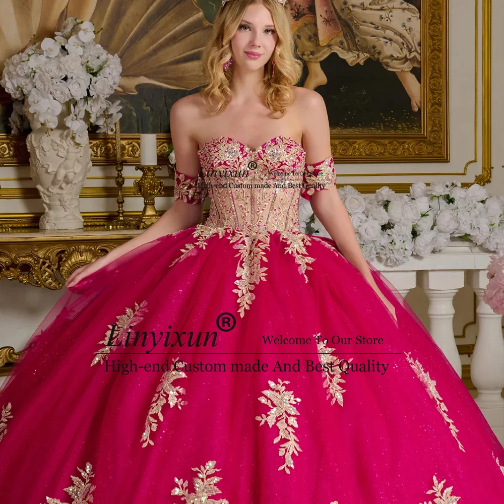 Sweetheart Jewelry Quinceanera Dresses Off Shoulder Glitter Ball Gowns 16 Birthday Party Gown Customized vestidos 15 años lila
Sweetheart Jewelry Quinceanera Dresses Off Shoulder Glitter Ball Gowns 16 Birthday Party Gown Customized vestidos 15 años lila