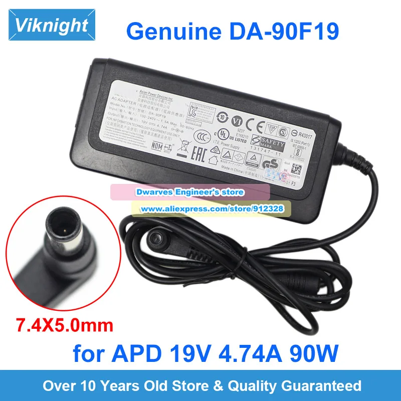Genuine APD DA-90F19 AC Adapter 19V 4.74A 90W Power Supply Round 7.4x5.0mm with 1 Pin Laptop Charger
Genuine APD DA-90F19 AC Adapter 19V 4.74A 90W Power Supply Round 7.4x5.0mm with 1 Pin Laptop Charger