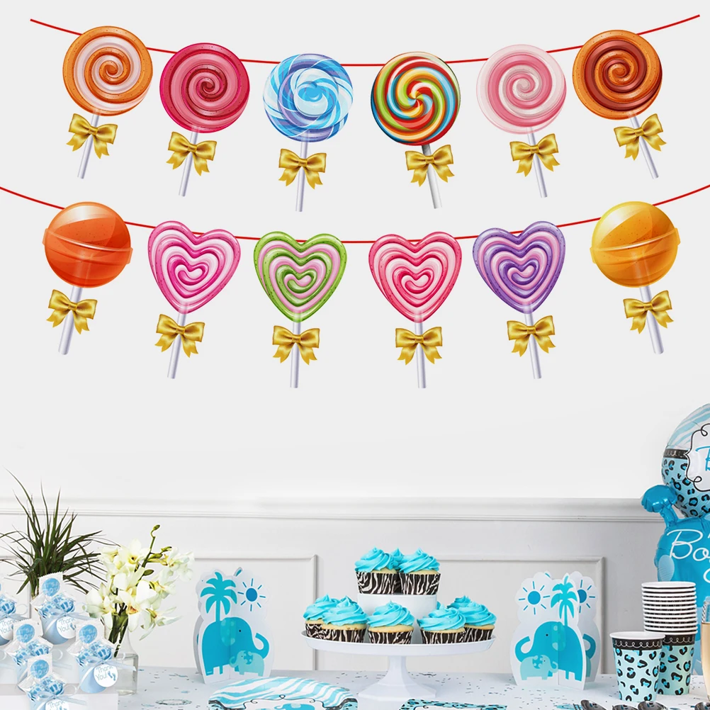 Lollipop Banner Party Decorations Creative Birthday Flag Kids Happy Bunting Bright Color Durability Practical Photo Props
Lollipop Banner Party Decorations Creative Birthday Flag Kids Happy Bunting Bright Color Durability Practical Photo Props