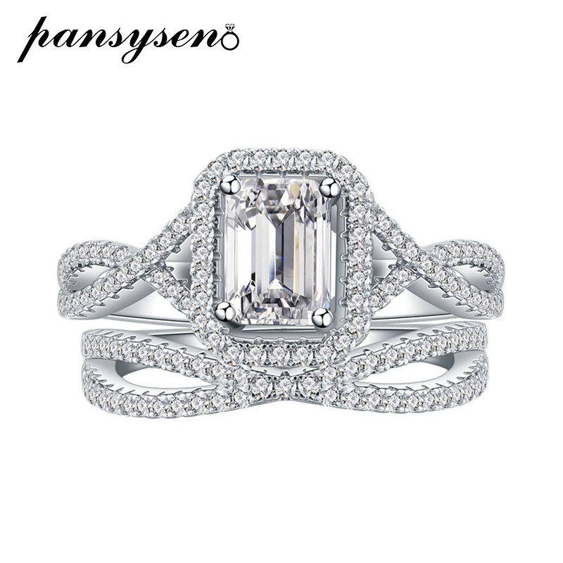 PANSYSEN Luxury 925 Sterling Silver Emerald Cut High Carbon Diamond Bridal Ring Sets for Women Wedding Party Fine Jewelry Gift
PANSYSEN Luxury 925 Sterling Silver Emerald Cut High Carbon Diamond Bridal Ring Sets for Women Wedding Party Fine Jewelry Gift
