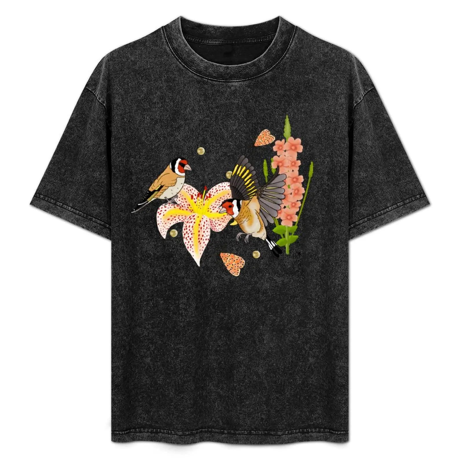 Goldfinch romance, a pattern with moths, flowers and strawberries T-Shirt Holiday Casual Short Sleeve Top
Goldfinch romance, a pattern with moths, flowers and strawberries T-Shirt Holiday Casual Short Sleeve Top
