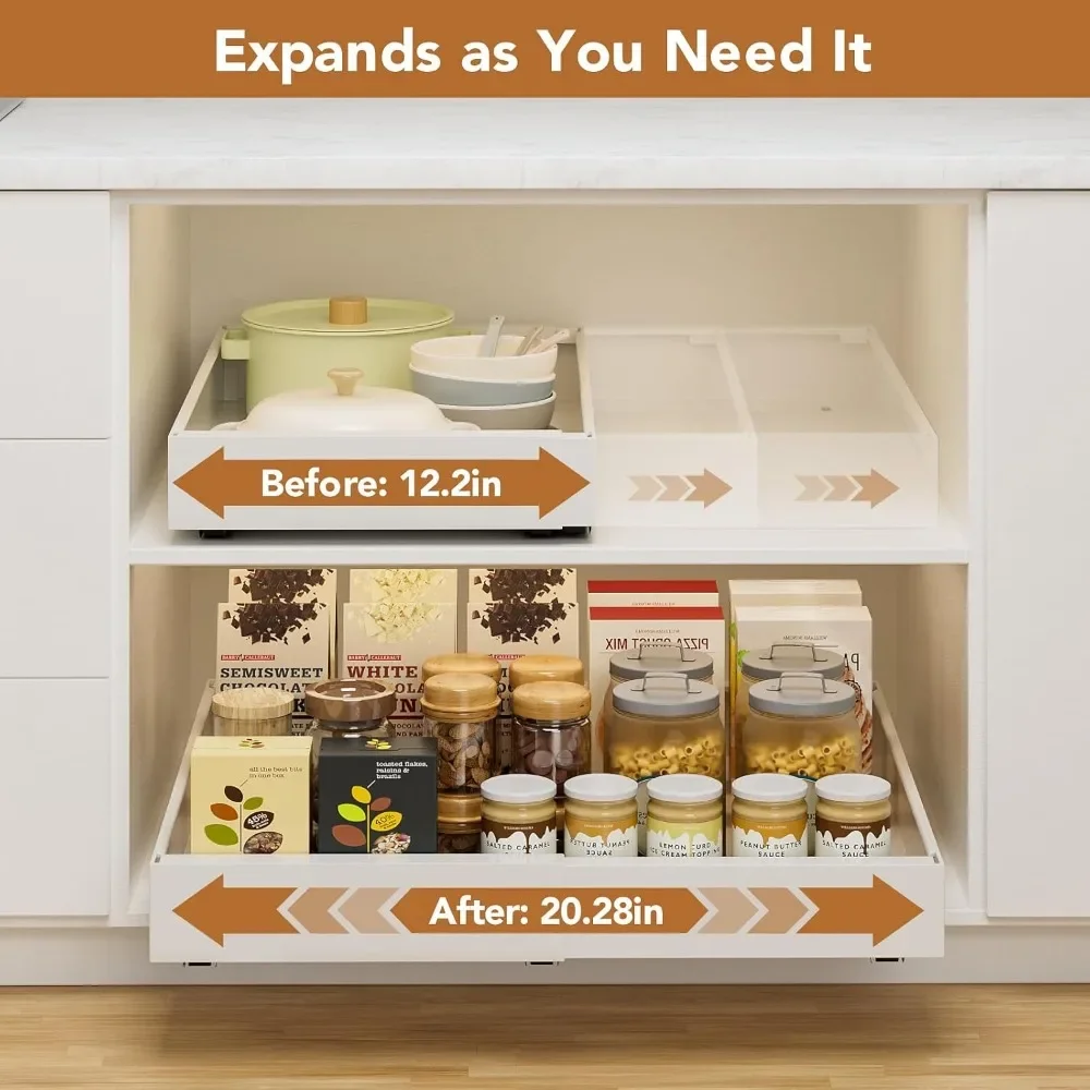 1 Pack Pull-Out Cabinet Organizer, 21" Deep,Expandable (12.2"-20.3"),Slide-Out Drawer for Kitchen Cabinet with 2 Cleaning Cloths
1 Pack Pull-Out Cabinet Organizer, 21" Deep,Expandable (12.2"-20.3"),Slide-Out Drawer for Kitchen Cabinet with 2 Cleaning Cloths