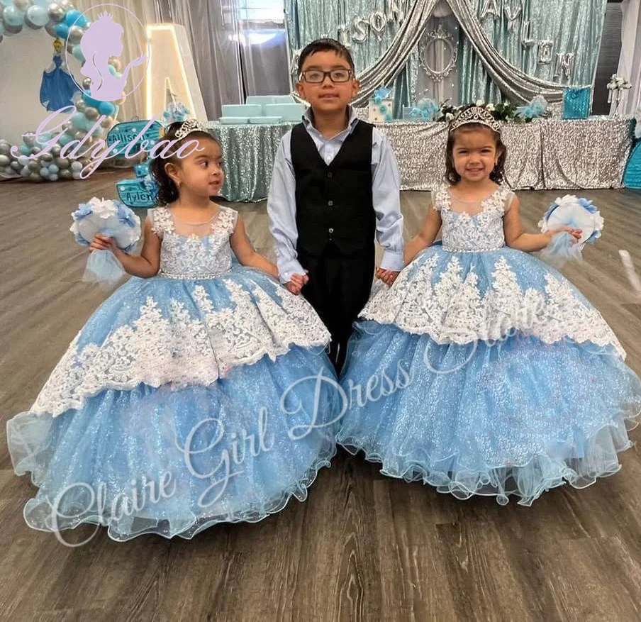 Customized Sky Blue Flower Girl Dresses For Wedding Sleeveless Appliques Princess Birthday Party First Communion Ball Gown
Customized Sky Blue Flower Girl Dresses For Wedding Sleeveless Appliques Princess Birthday Party First Communion Ball Gown