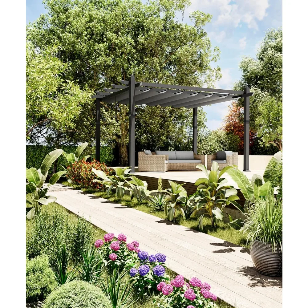 10x13 Ft Outdoor Pergola, Heavy-Duty Aluminum Patio Pergolas and Gazebos Clearance with Retractable Canopy Sun Shade, UV-Resist
10x13 Ft Outdoor Pergola, Heavy-Duty Aluminum Patio Pergolas and Gazebos Clearance with Retractable Canopy Sun Shade, UV-Resist