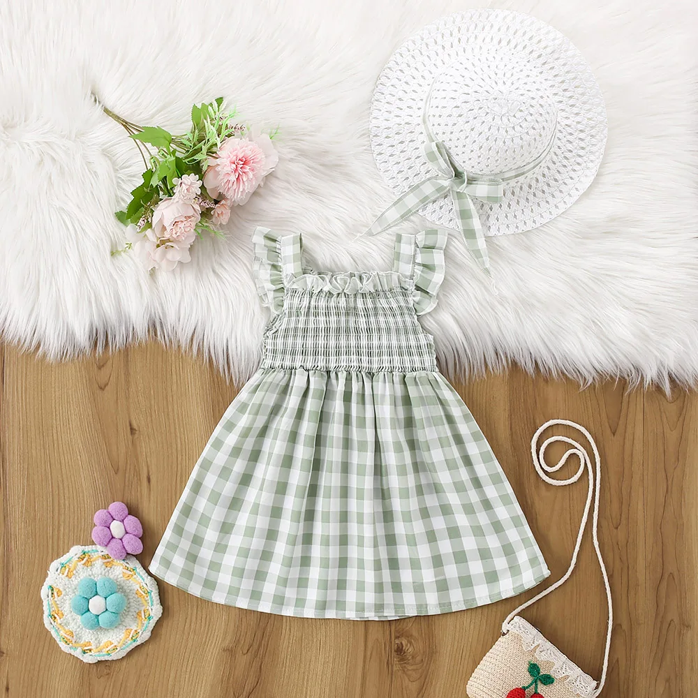 Girl's Dresses Summer Cotton Solid Color Plaid Sleeveless Baby Girl Dress Simple And Casual Beach Baby Girl Clothing
Girl's Dresses Summer Cotton Solid Color Plaid Sleeveless Baby Girl Dress Simple And Casual Beach Baby Girl Clothing