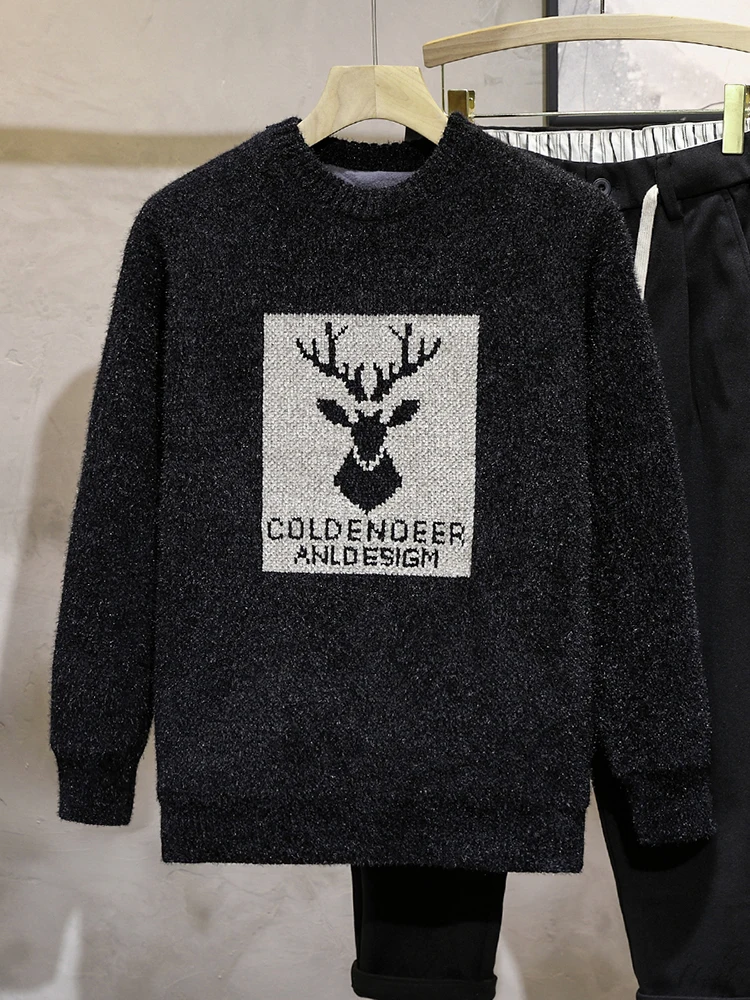 Винтажный вязаный свитер Bla для мужчин: утепленный, с круглым вырезом, теплый, модный, в корейском стиле, зимний, повседневный, с длинным рукавом
Винтажный вязаный свитер Bla для мужчин: утепленный, с круглым вырезом, теплый, модный, в корейском стиле, зимний, повседневный, с длинным рукавом