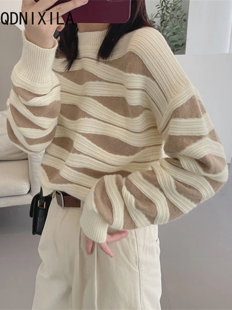 Winter Sweater Women‘s 2023 Korean Fashion Loose Casual Oversize Pullover Print Striped Knitted Pullover for Women Jumpers Tops
Winter Sweater Women‘s 2023 Korean Fashion Loose Casual Oversize Pullover Print Striped Knitted Pullover for Women Jumpers Tops