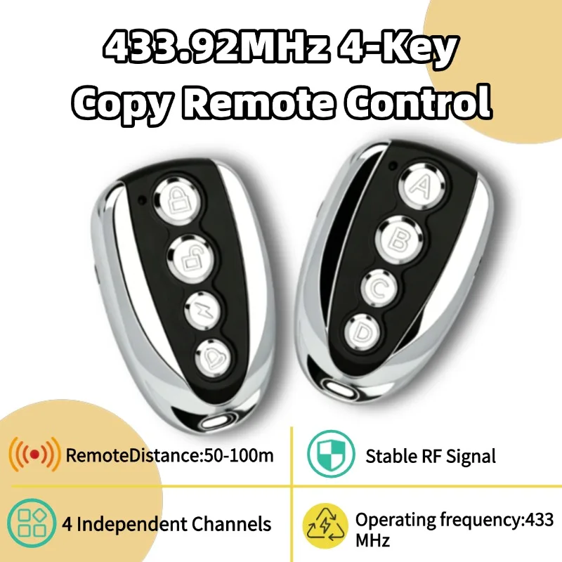 Nice Universal garage door remote control 433MHZ opener Cloning 4 key Auto Car Rolling Code gate 433 remote control duplicator
Nice Universal garage door remote control 433MHZ opener Cloning 4 key Auto Car Rolling Code gate 433 remote control duplicator