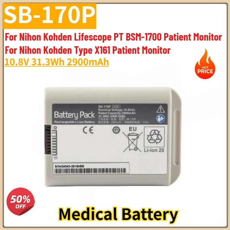 SB-170P High Quality Medical Battery 10.8V 2900mAh For NIHON KOHDEN X161 OLG-3800 BSM-1700 BSM-1733 BSM-1753 BSM-1763 BSM-1773
SB-170P High Quality Medical Battery 10.8V 2900mAh For NIHON KOHDEN X161 OLG-3800 BSM-1700 BSM-1733 BSM-1753 BSM-1763 BSM-1773