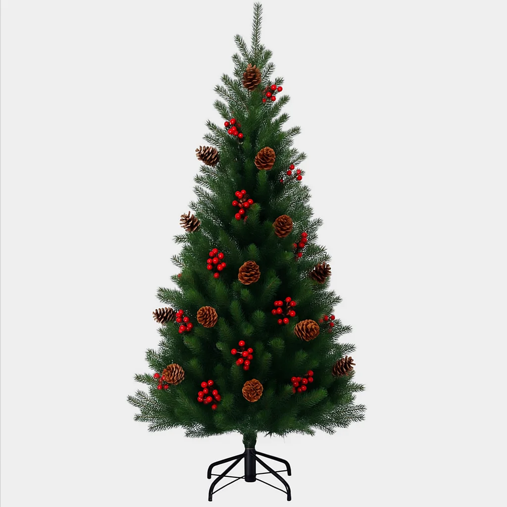180cm Artificial Spruce Christmas Tree, Pre-Lit Xmas Tree with Pinecones, Red Berries, and LED Lights for Home Holiday Decor
180cm Artificial Spruce Christmas Tree, Pre-Lit Xmas Tree with Pinecones, Red Berries, and LED Lights for Home Holiday Decor