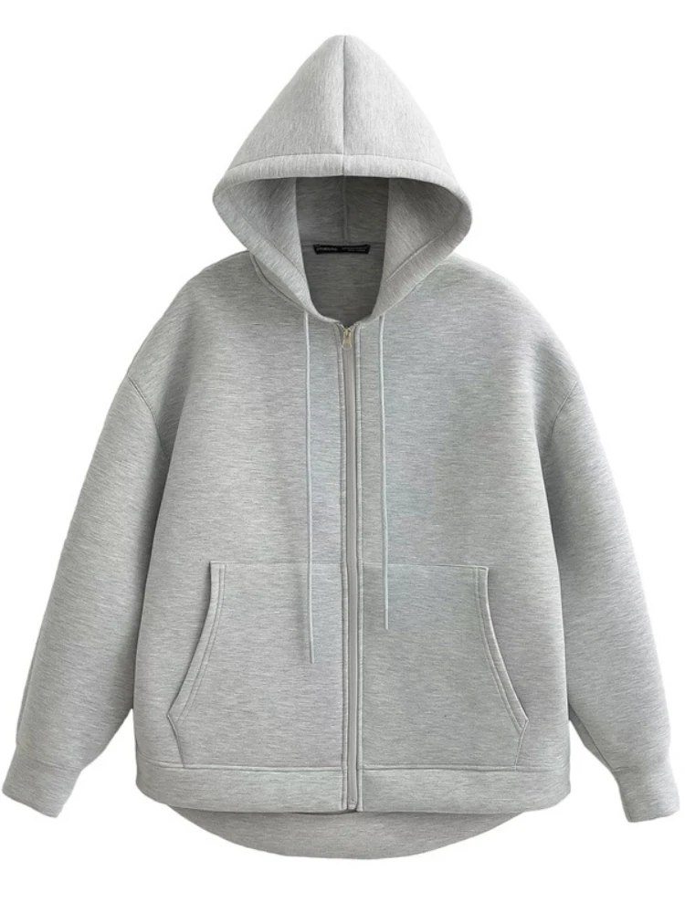 T Autumn Women Gray Jacket With Hood Long Sleeve Big Pocket Zipper Jacket Coat Woman Loose Casual Outerwear Coat Tops
T Autumn Women Gray Jacket With Hood Long Sleeve Big Pocket Zipper Jacket Coat Woman Loose Casual Outerwear Coat Tops