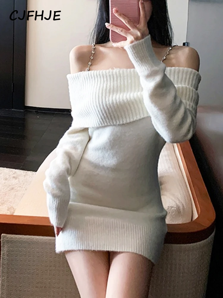 CJFHJE Pure Color Elegant Knitted Dress Women Bodycon Slim Y2k Mini Dress Casual Party Korean Fashion Long Sleeve White Dresses
CJFHJE Pure Color Elegant Knitted Dress Women Bodycon Slim Y2k Mini Dress Casual Party Korean Fashion Long Sleeve White Dresses
