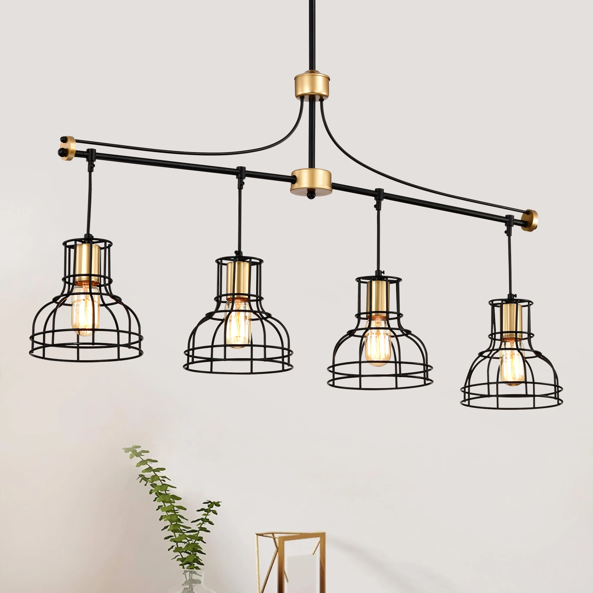 40 "Hanging Farmhouse Table Chandelier 4 Light Kitchen Island Light, Matte Black Gold Ceiling Chandelier, Metal Lampshade E26
40 "Hanging Farmhouse Table Chandelier 4 Light Kitchen Island Light, Matte Black Gold Ceiling Chandelier, Metal Lampshade E26