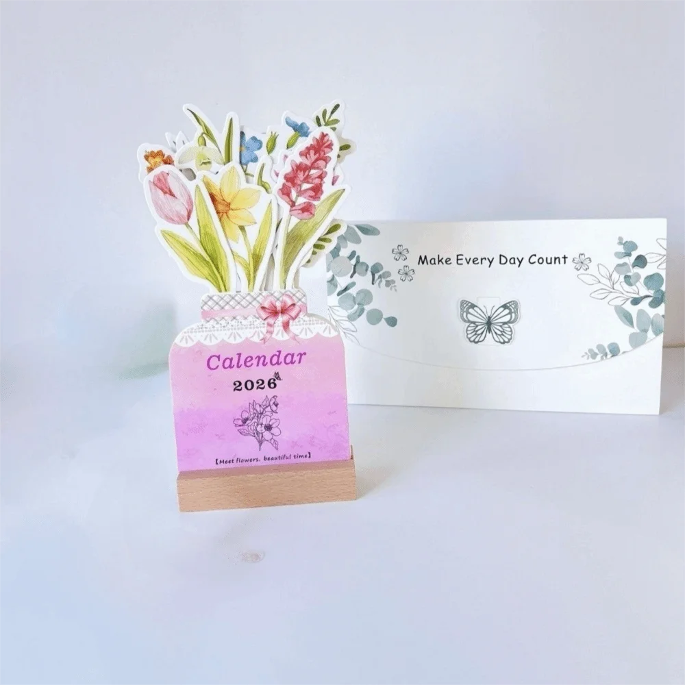 Exquisite Wooden Stand Flowers Desk Calendar Card Insert Traditional Mini Desk Calendar Paper Craft Vase-Like Calendar Home
Exquisite Wooden Stand Flowers Desk Calendar Card Insert Traditional Mini Desk Calendar Paper Craft Vase-Like Calendar Home