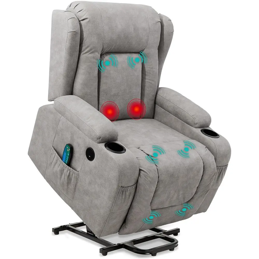 Gray Electric Recliner Chair with Massage, Adjustable Back, 3-Position Leg Rest, USB, Heat, Cupholders, Side Controls
Gray Electric Recliner Chair with Massage, Adjustable Back, 3-Position Leg Rest, USB, Heat, Cupholders, Side Controls