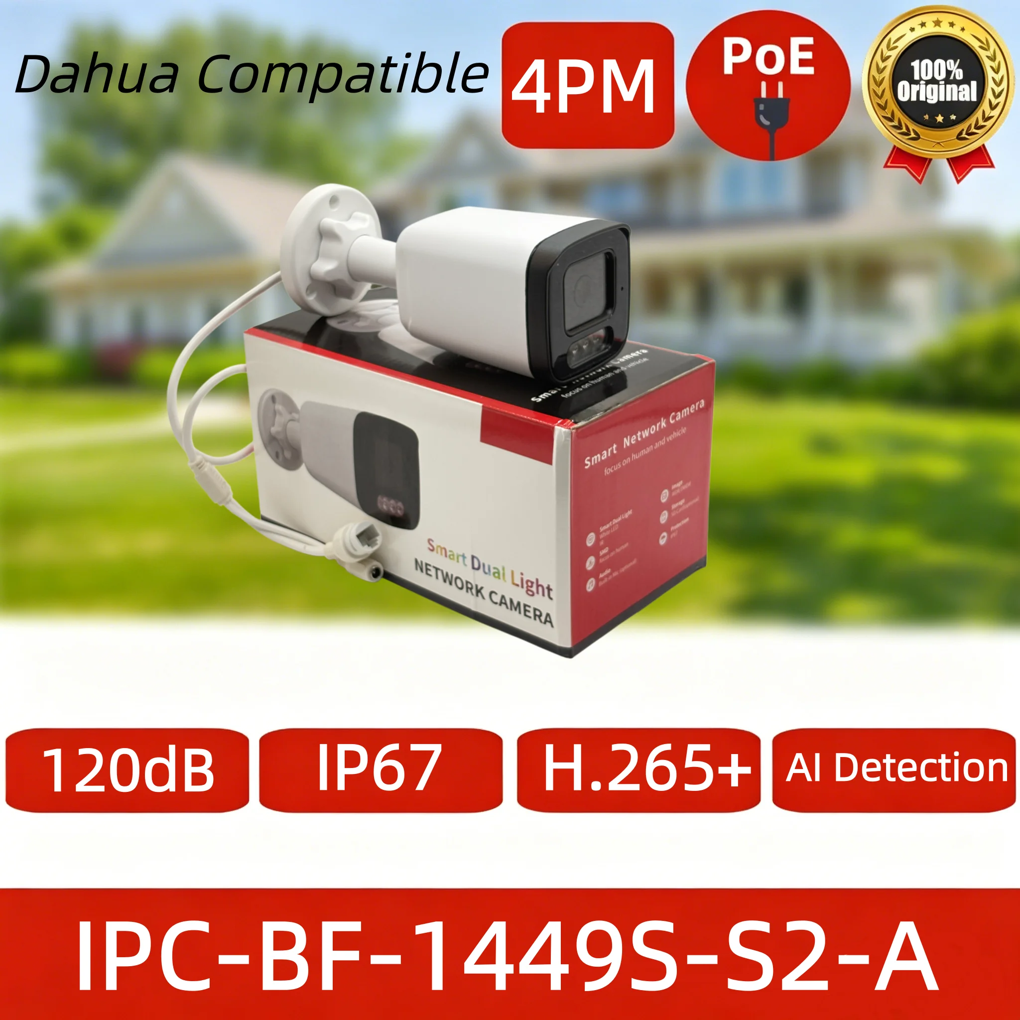 IPC-BF-1449S-S2-A 4MP Starlight Network Camera, Smart Dual Light (IR/Warm Light), 30m Night Vision, H.265+ Smar Dahua Compatibl
IPC-BF-1449S-S2-A 4MP Starlight Network Camera, Smart Dual Light (IR/Warm Light), 30m Night Vision, H.265+ Smar Dahua Compatibl