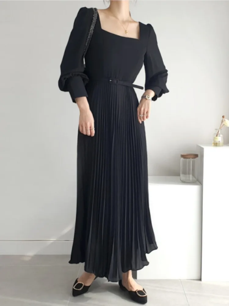 Ele Long Lantern Sve Pleated Dr Women's Faion Autumn Chic Square Collar Slimming Waist Belted Maxi Dr
Ele Long Lantern Sve Pleated Dr Women's Faion Autumn Chic Square Collar Slimming Waist Belted Maxi Dr