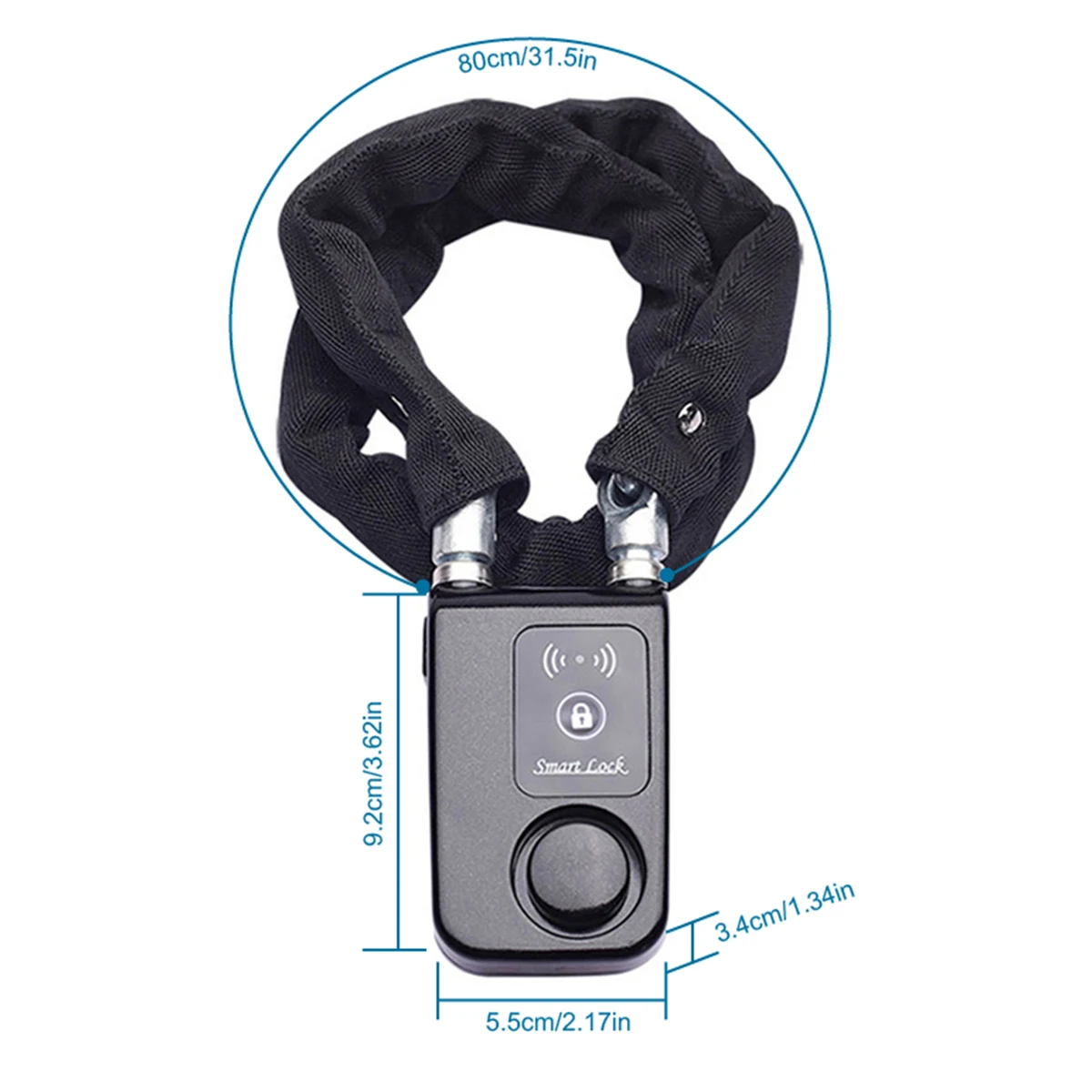 Smart Bluetooth Chain Lock Keyless Bike/Motorcycle Gate/Door Lock With Anti Theft Alarm 110Db APP Phone Control
Smart Bluetooth Chain Lock Keyless Bike/Motorcycle Gate/Door Lock With Anti Theft Alarm 110Db APP Phone Control