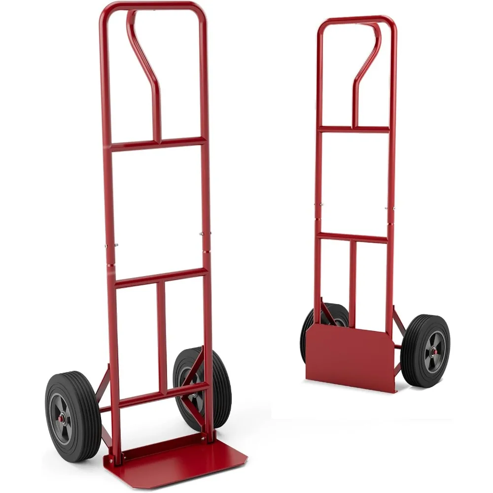 Hand Truck, P-Handle Hand Truck Dolly w/Vertical Loop Handle, 10” Rubber Wheels, 15”x8” Foldable Nose Plate, 660LBS Capacity, H
Hand Truck, P-Handle Hand Truck Dolly w/Vertical Loop Handle, 10” Rubber Wheels, 15”x8” Foldable Nose Plate, 660LBS Capacity, H