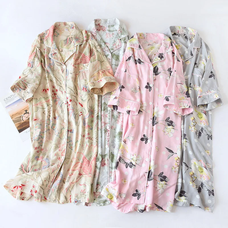 Pajama Skirts Women's Cotton Lapels Loose Fitting Home Clothe Women's Pajamas Spring And Summer Sleeping Wearing Women
Pajama Skirts Women's Cotton Lapels Loose Fitting Home Clothe Women's Pajamas Spring And Summer Sleeping Wearing Women