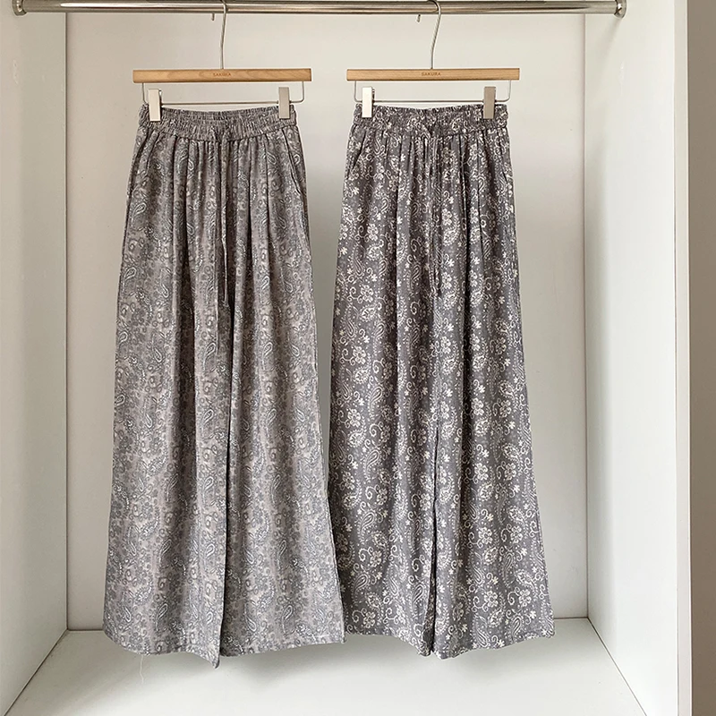 Summer Chic Print Casual Long Pants 2025 New High Waist Drawstring Design Wide Leg Pant Thin Lady Commuter Trousers
Summer Chic Print Casual Long Pants 2025 New High Waist Drawstring Design Wide Leg Pant Thin Lady Commuter Trousers