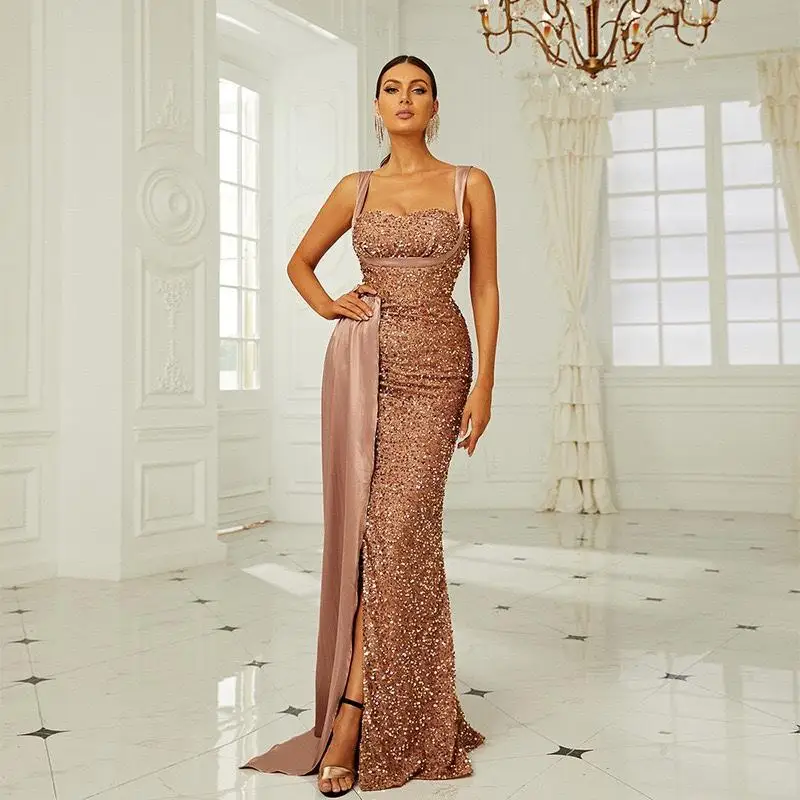 Bridesmaid Dress One Shoulder Bodycon Birthday Wedding Sparkling Evening Gown Polyester Fiber Spring Ladies Dress
Bridesmaid Dress One Shoulder Bodycon Birthday Wedding Sparkling Evening Gown Polyester Fiber Spring Ladies Dress
