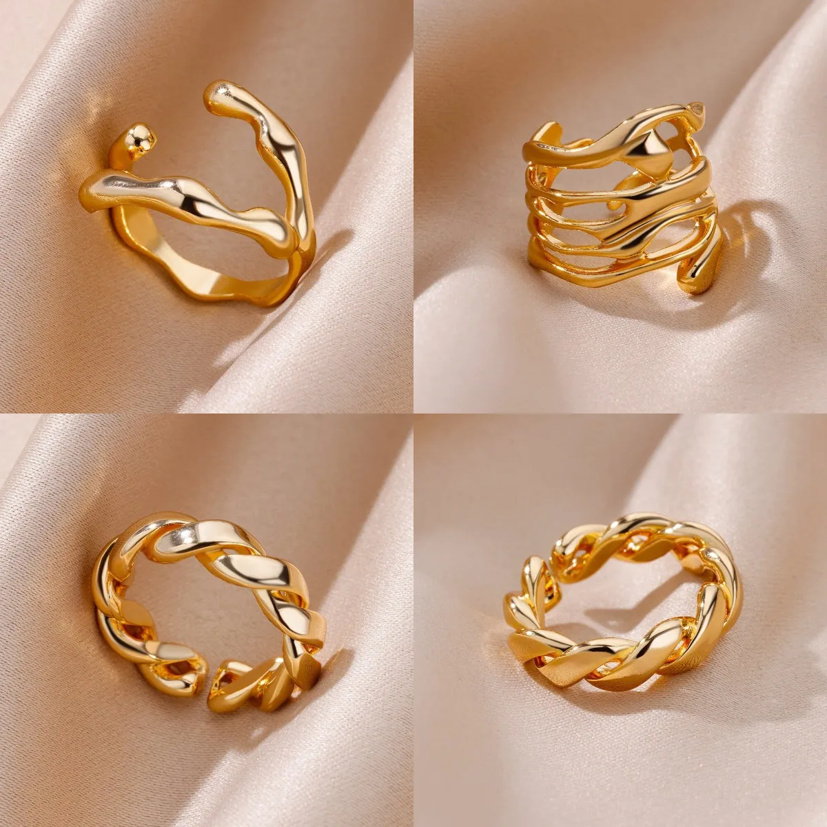 Fashion Stainless Steel Rings for Women Adjustable Gold Color Rings Electroplating Jewelry Accessories moda
Fashion Stainless Steel Rings for Women Adjustable Gold Color Rings Electroplating Jewelry Accessories moda
