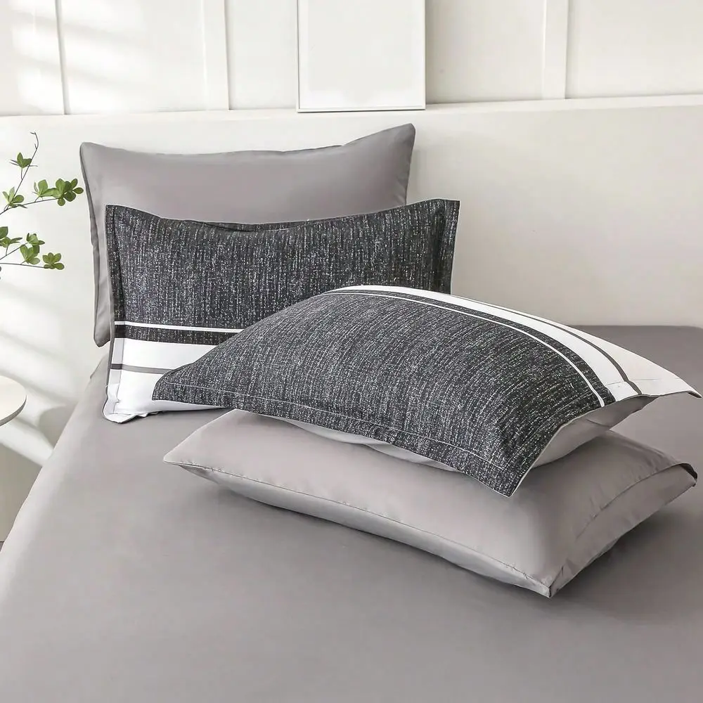 Piece Bed In A Bag Bed Comforter Set Queen, Fashion Solid Color Stripes Comforter And Sheet,4 Pieces Pillowcase Set, Soft Micro
Piece Bed In A Bag Bed Comforter Set Queen, Fashion Solid Color Stripes Comforter And Sheet,4 Pieces Pillowcase Set, Soft Micro