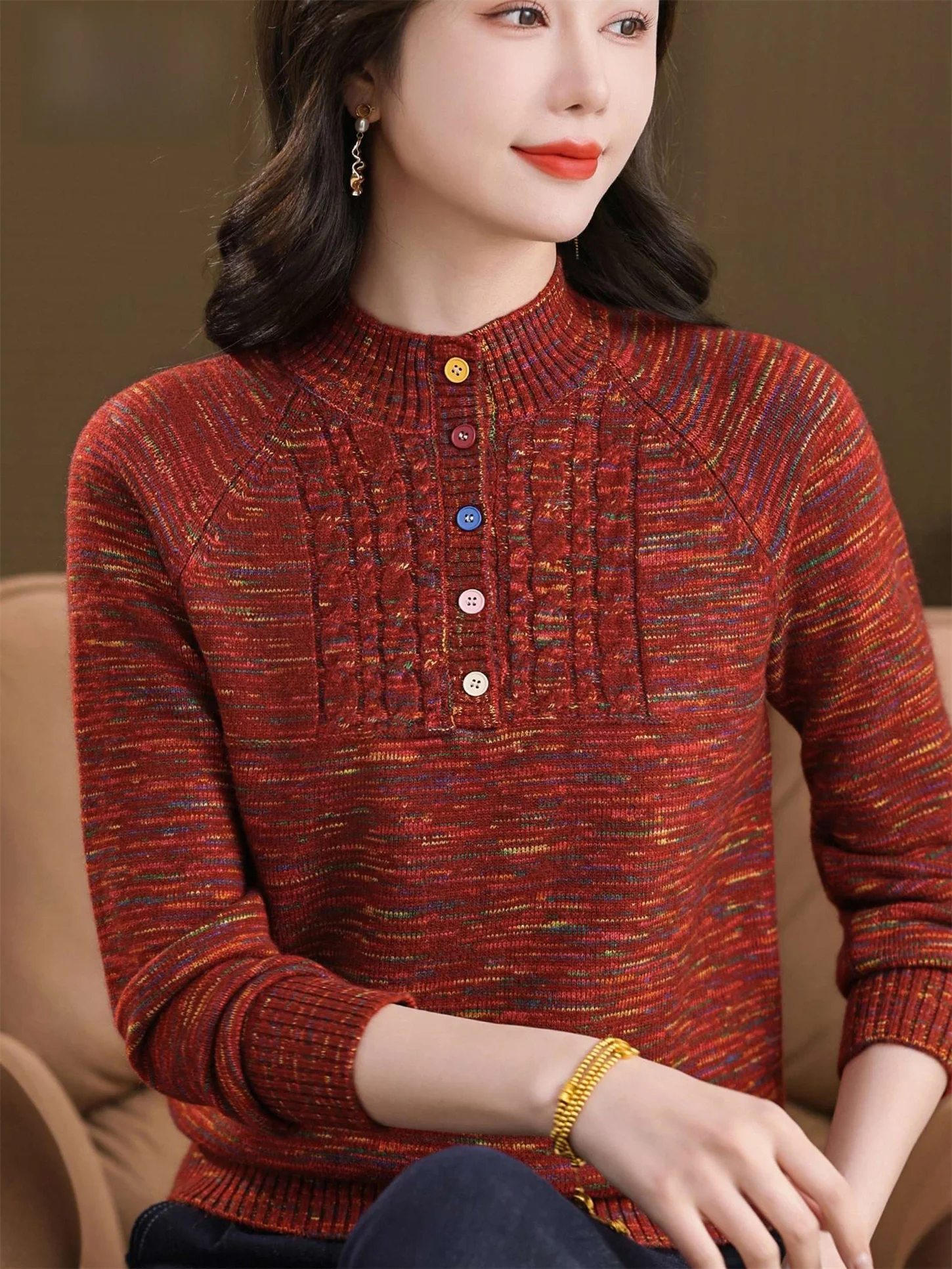 Теплая вязаная шерстяная основа, свободный крой для среднего возраста и ли, утягивающий топ с воротником-высоким воротником на осень-зиму
Теплая вязаная шерстяная основа, свободный крой для среднего возраста и ли, утягивающий топ с воротником-высоким воротником на осень-зиму