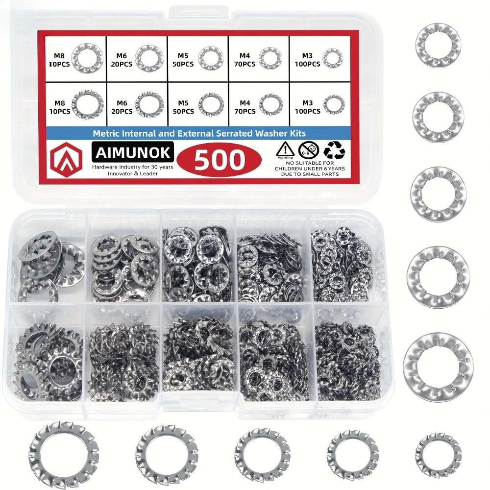 304 Stainless Steel Lock Washers Butterfly-shaped Inner Outer Serrated Lock Washers M3-M8 Embossed Anti-slip Gaskets Washers
304 Stainless Steel Lock Washers Butterfly-shaped Inner Outer Serrated Lock Washers M3-M8 Embossed Anti-slip Gaskets Washers