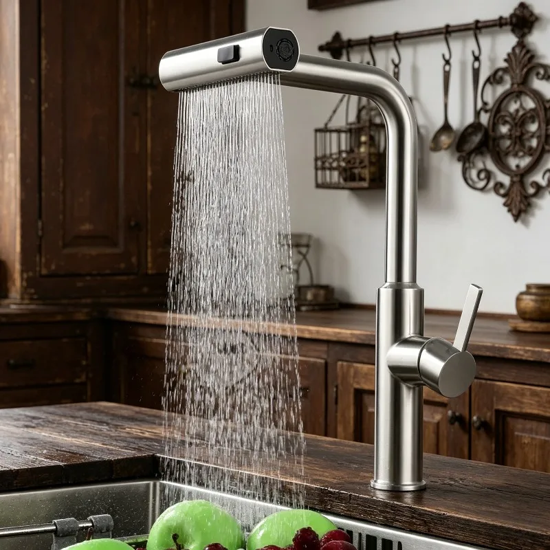 Flying Rain Waterfall Kitchen Faucet, 304 Stainless Steel Pull-out Mixer Tap, 360° Rotatable, Single Hole Hot and Cold Water Tap
Flying Rain Waterfall Kitchen Faucet, 304 Stainless Steel Pull-out Mixer Tap, 360° Rotatable, Single Hole Hot and Cold Water Tap