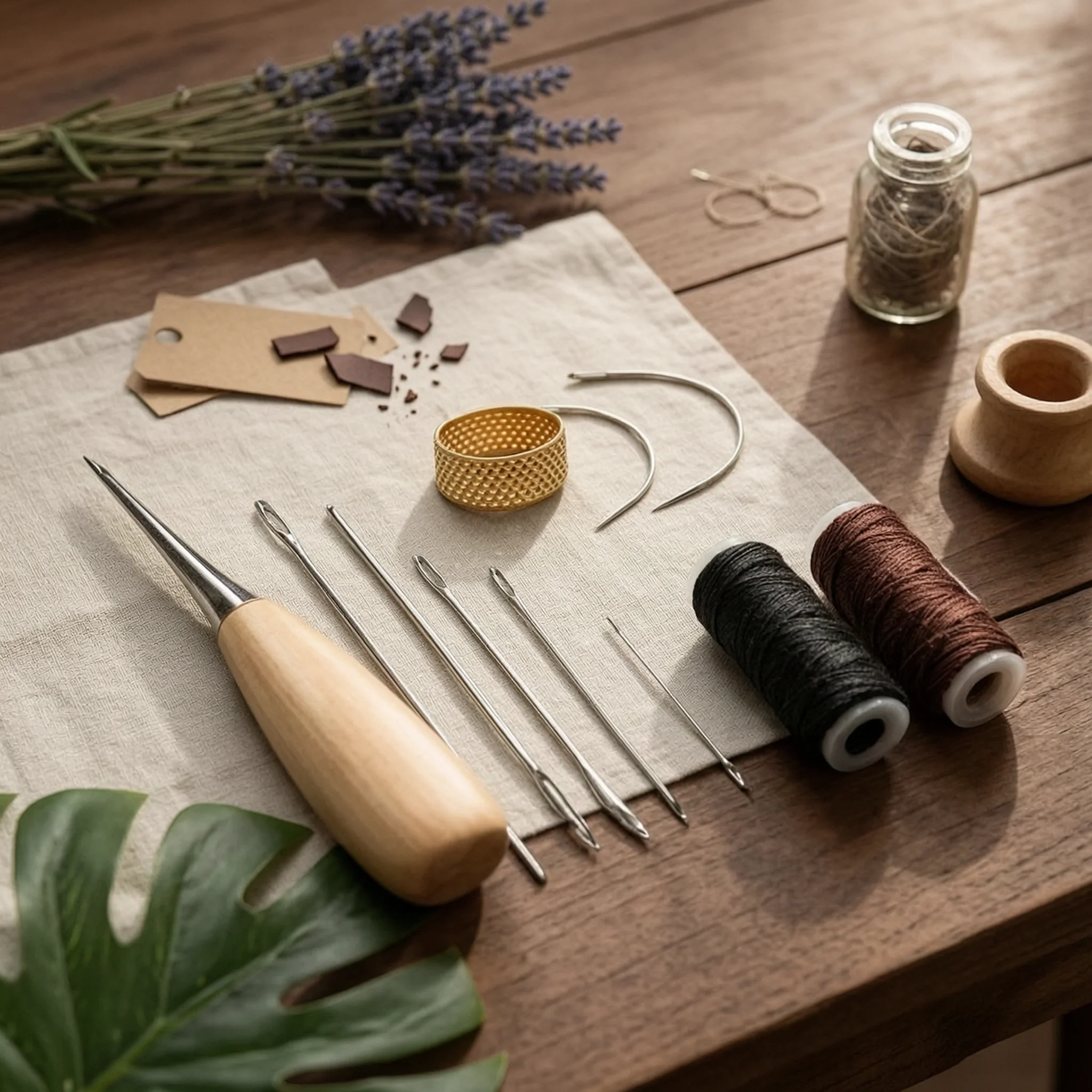 11 Pieces Leather Craft Tool Bag Set Handmade Waxed Thread Leather Kit for Workshop
11 Pieces Leather Craft Tool Bag Set Handmade Waxed Thread Leather Kit for Workshop