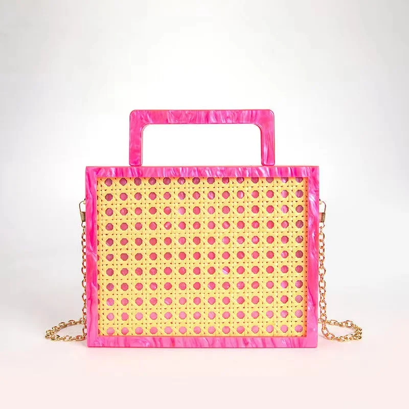 Luxury Acrylic Square Box Women Handbag Rattan Weaving Handmade Evening Bag Wedding Party Clutch Purse Shoulder Crossbody Bag
Luxury Acrylic Square Box Women Handbag Rattan Weaving Handmade Evening Bag Wedding Party Clutch Purse Shoulder Crossbody Bag