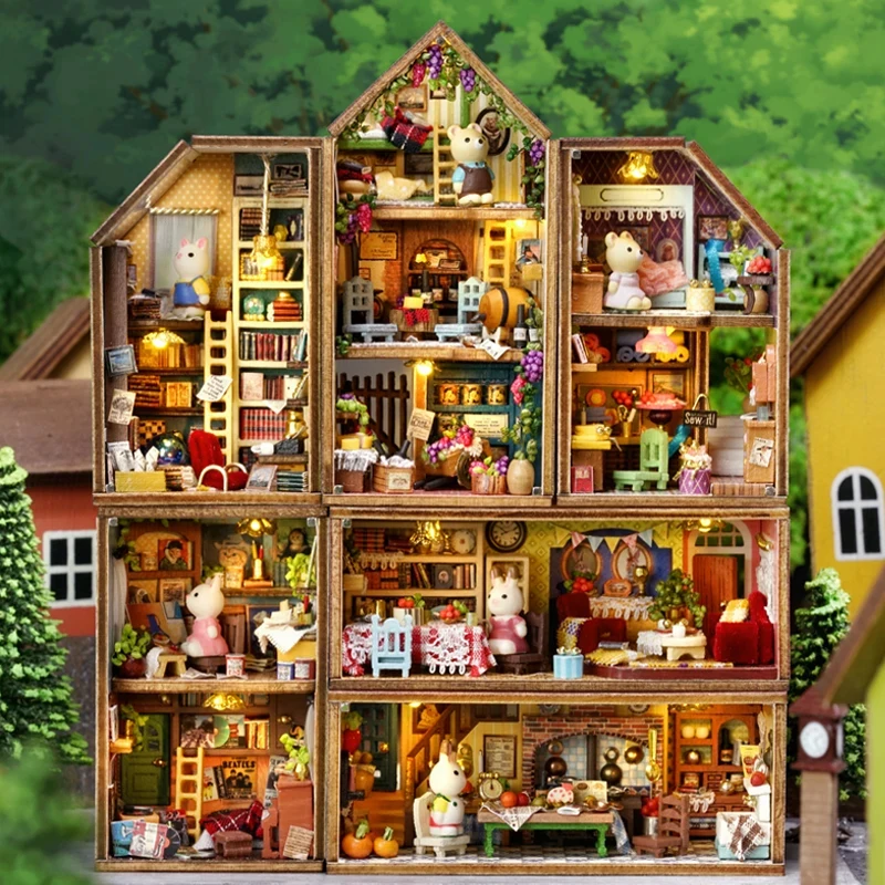 OUZEY New DIY Mini Rabbit Town Casa Wooden Doll Houses Miniature Building Kits with Furniture for Girls Birthday Gifts
OUZEY New DIY Mini Rabbit Town Casa Wooden Doll Houses Miniature Building Kits with Furniture for Girls Birthday Gifts
