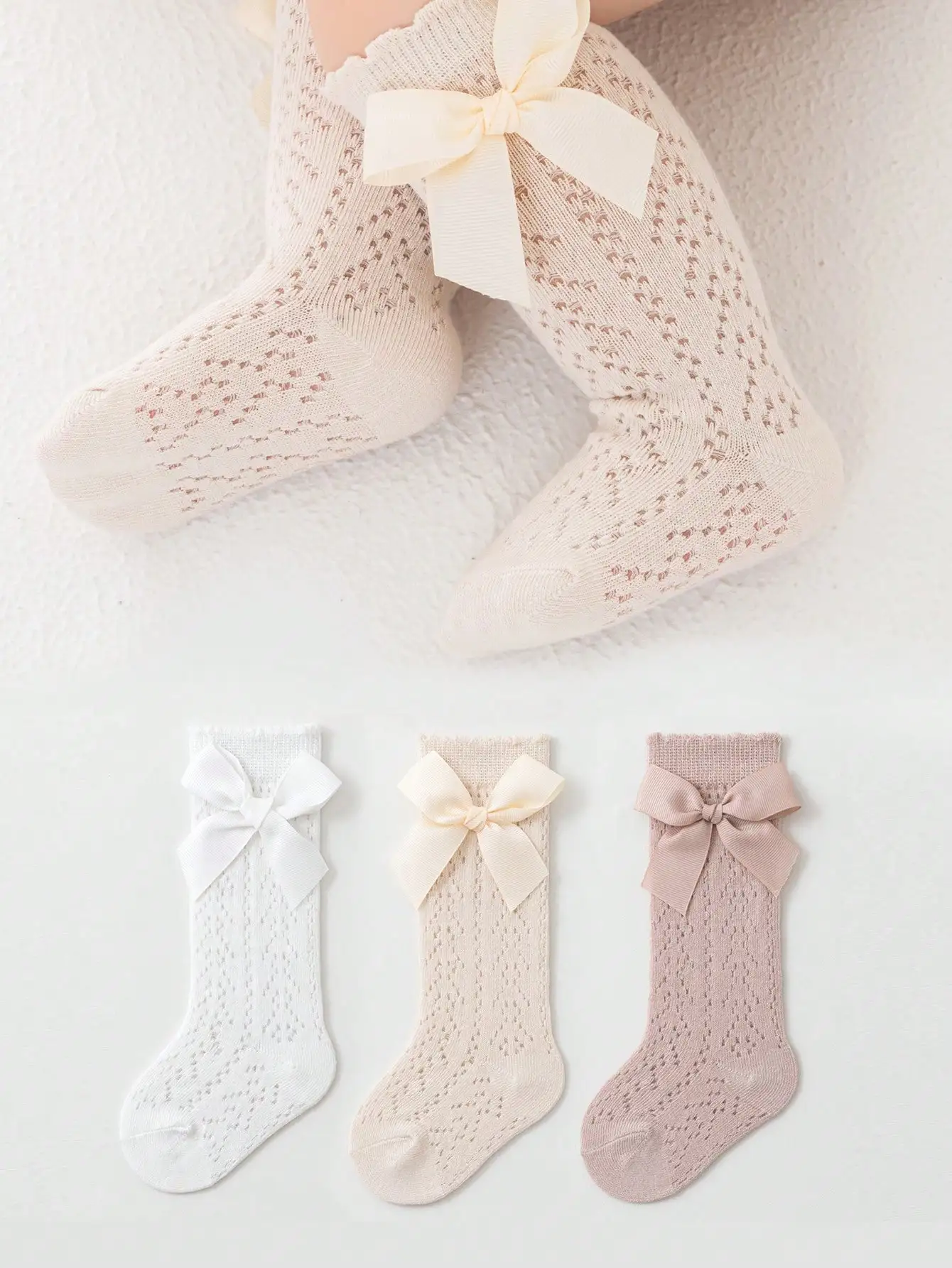 3 Pairs Kids Bowknot Mesh Mid-Calf Socks, Breathable Princess Style for Girls
3 Pairs Kids Bowknot Mesh Mid-Calf Socks, Breathable Princess Style for Girls