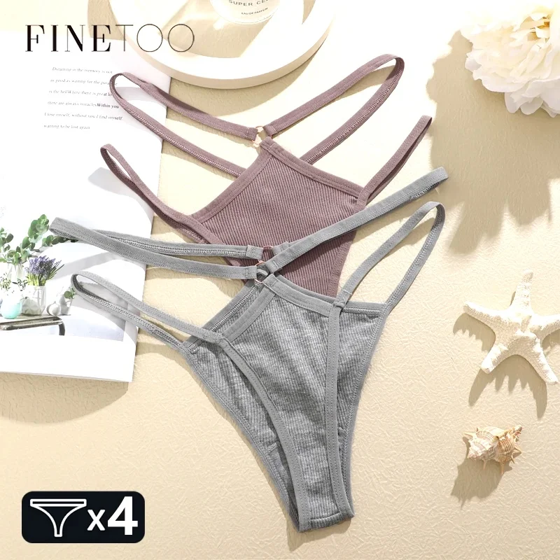 FINETOO 4Pcs Cotton Double Thin Belts Underwear for Women Sexy Low Waist Striped Thongs Ladies Soild Panties Breathable Lingerie
FINETOO 4Pcs Cotton Double Thin Belts Underwear for Women Sexy Low Waist Striped Thongs Ladies Soild Panties Breathable Lingerie