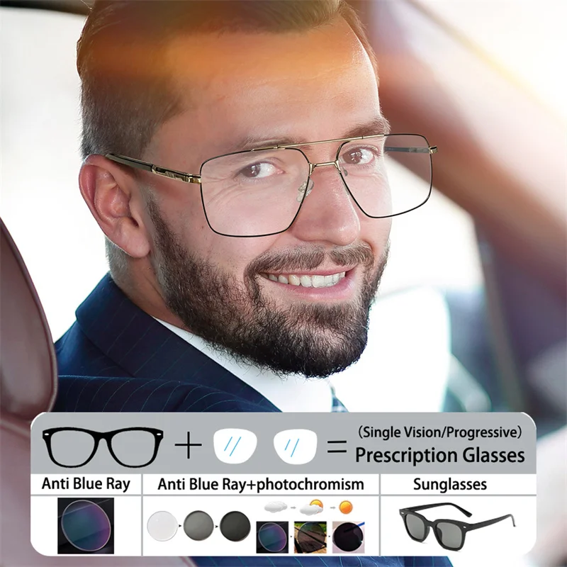 New Double-beam Square Oversized Alloy Frame Photochromic Anti Blue Light Sunglasses Computer Hyperopia Prescription Men Glasses
New Double-beam Square Oversized Alloy Frame Photochromic Anti Blue Light Sunglasses Computer Hyperopia Prescription Men Glasses