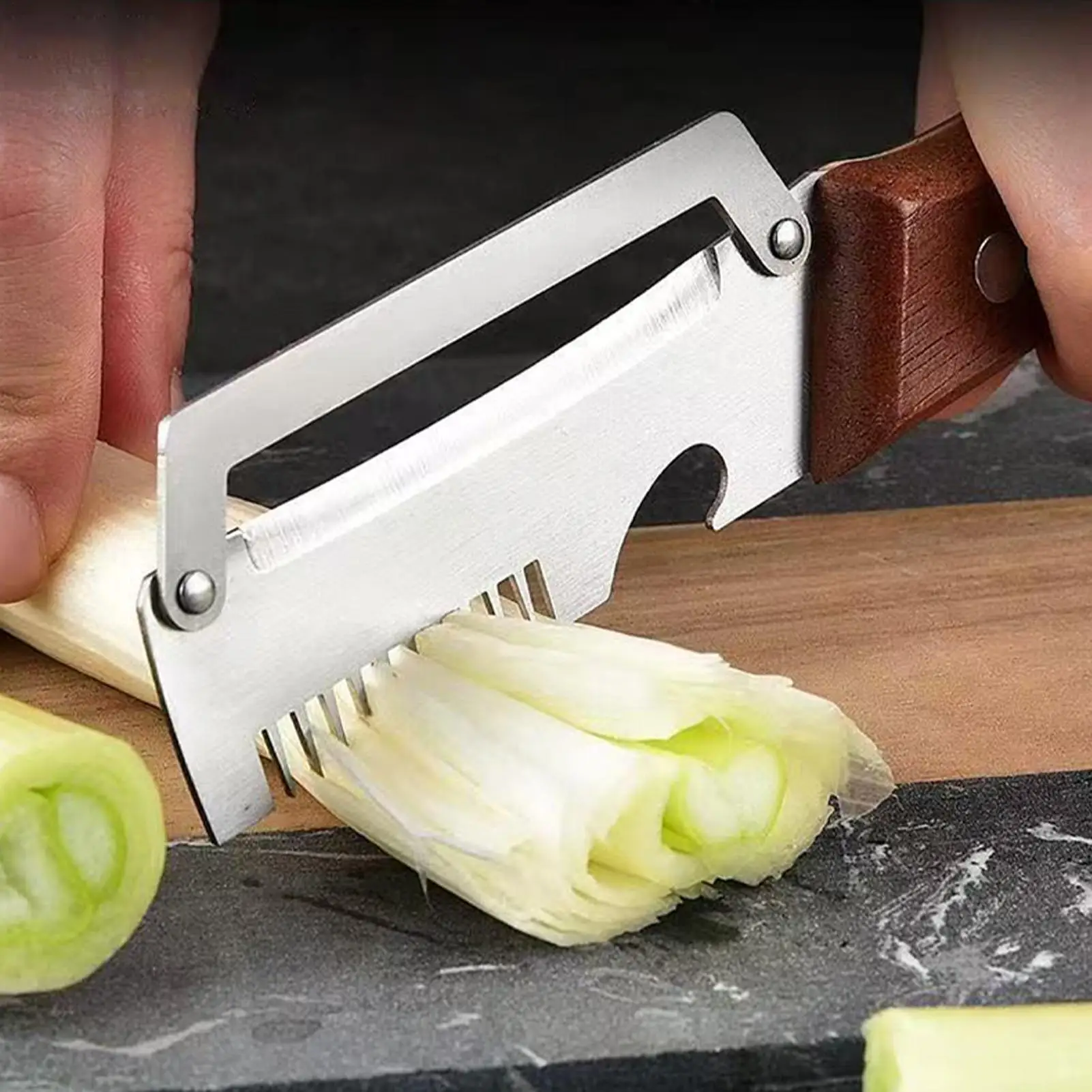 2 Pieces Stainless Grater Fruit And Vegetable Peeler With Bottle Opener Wooden Handle Green Onion Cutter For Kitchen Cooking
2 Pieces Stainless Grater Fruit And Vegetable Peeler With Bottle Opener Wooden Handle Green Onion Cutter For Kitchen Cooking