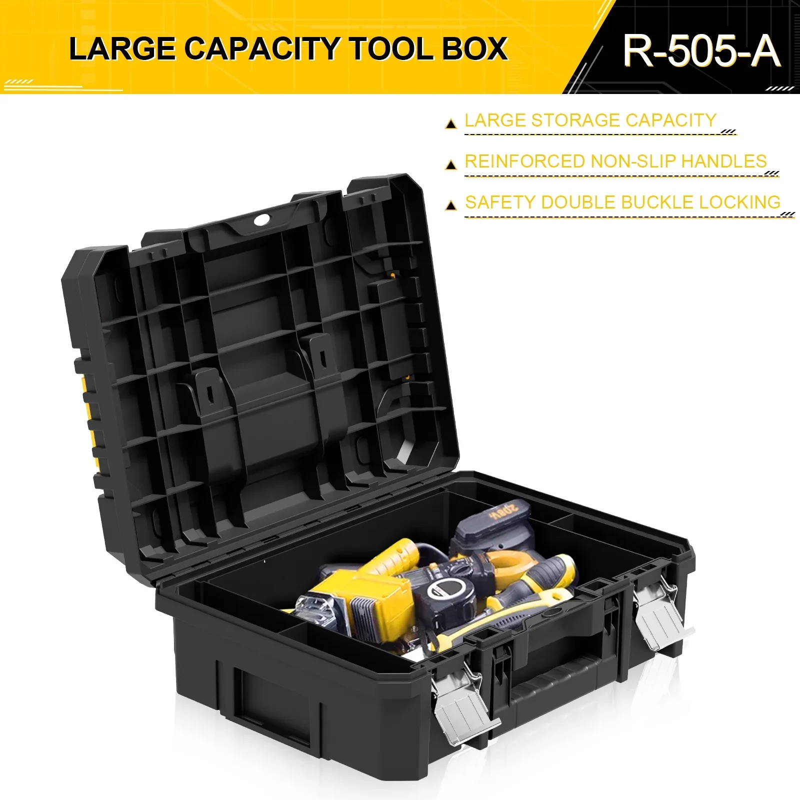 18-inch flat-top toolbox | AIRAJ stackable modular tool storage system | Vehicle storage | Home repair | Professional use
18-inch flat-top toolbox | AIRAJ stackable modular tool storage system | Vehicle storage | Home repair | Professional use