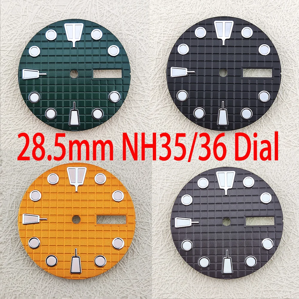 New 28.5mm Watch Dial NH35 Dial Luminous Dial DIY Custom LOGO Laser Printed Logo/Name Suitable For NH35/36 Movement NH35 Case
New 28.5mm Watch Dial NH35 Dial Luminous Dial DIY Custom LOGO Laser Printed Logo/Name Suitable For NH35/36 Movement NH35 Case
