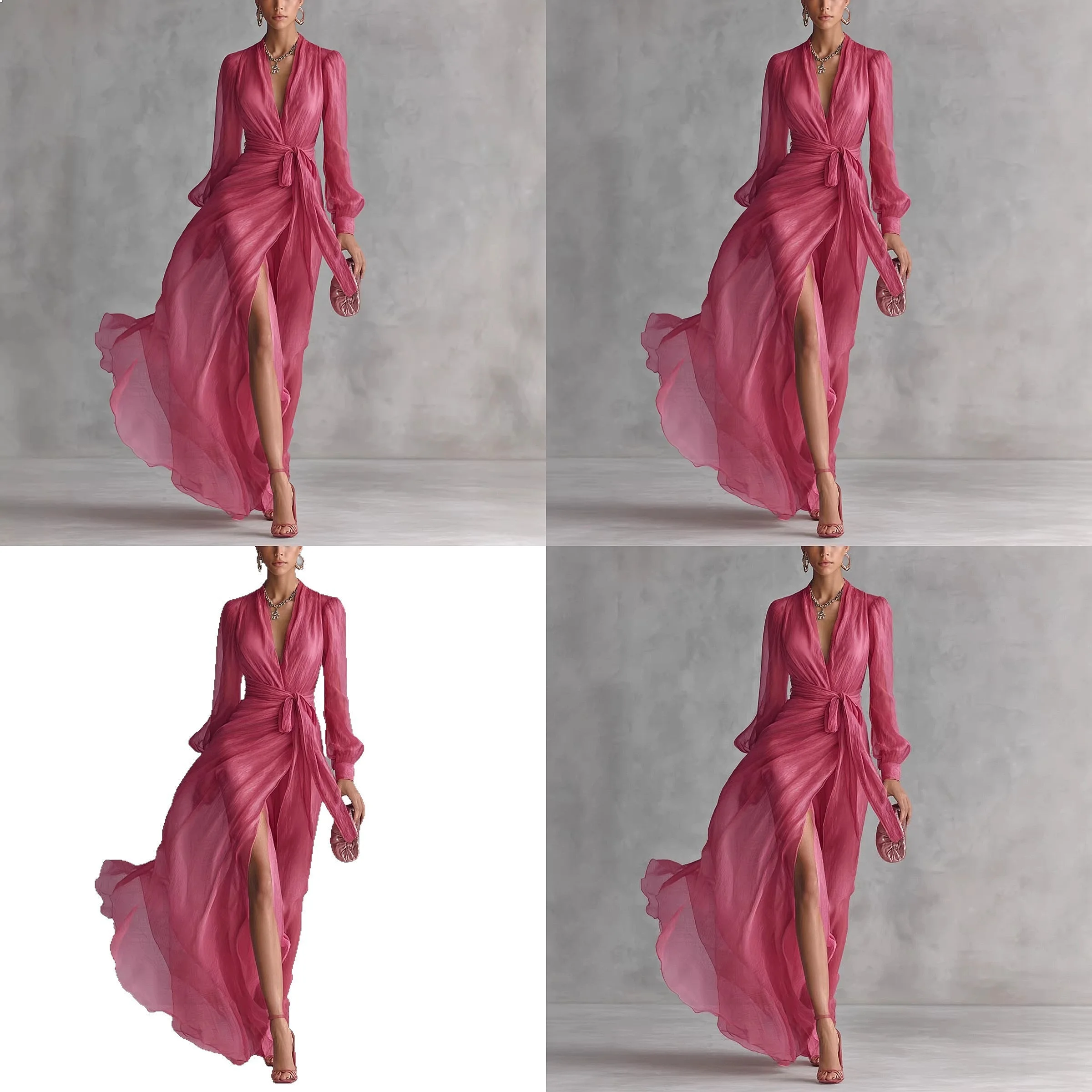 V Neck Split Dress Women Long Sleeve Flowy Maxi Dress Solid Color Slim Waist Spring Summer Dresses
V Neck Split Dress Women Long Sleeve Flowy Maxi Dress Solid Color Slim Waist Spring Summer Dresses