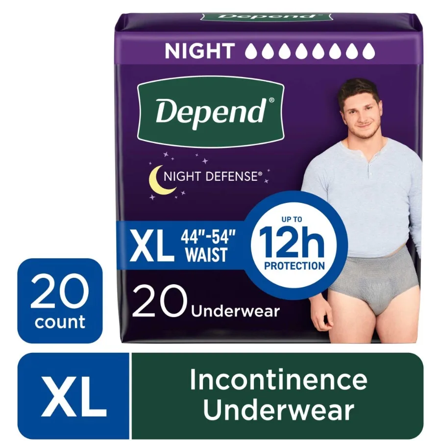 Night Defense Incontinence Underwear for Men, Adult Diapers, XL, 20 Count
Night Defense Incontinence Underwear for Men, Adult Diapers, XL, 20 Count