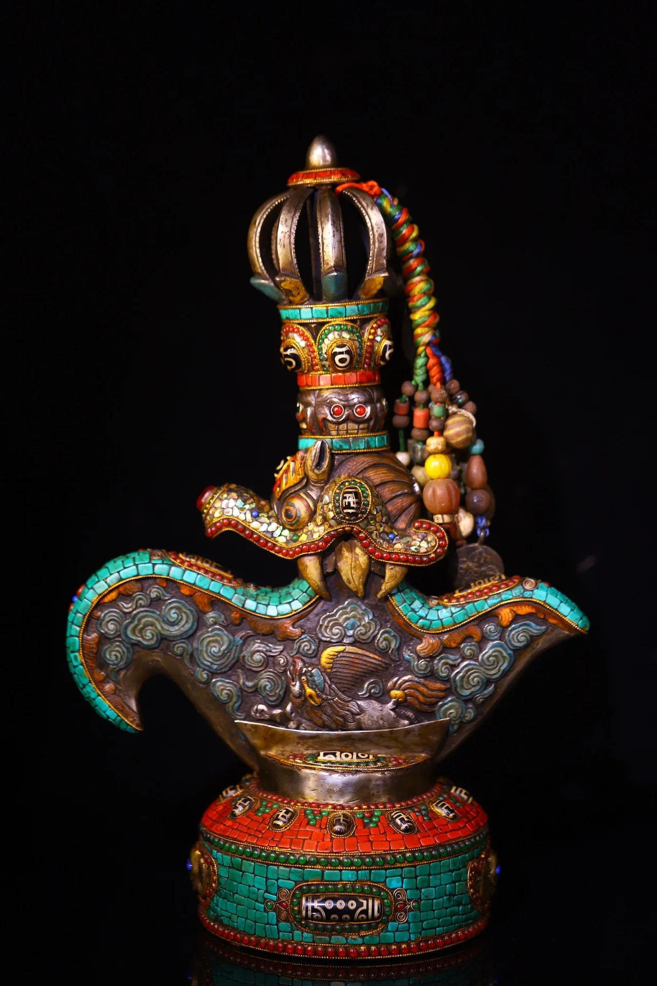 17"Tibetan Temple Collection Old Tiantie Mosaic Gem gZi Beads Turquoisel Shell Dragon Head Vajra Tomahawk Vajra Phurpa Base
17"Tibetan Temple Collection Old Tiantie Mosaic Gem gZi Beads Turquoisel Shell Dragon Head Vajra Tomahawk Vajra Phurpa Base