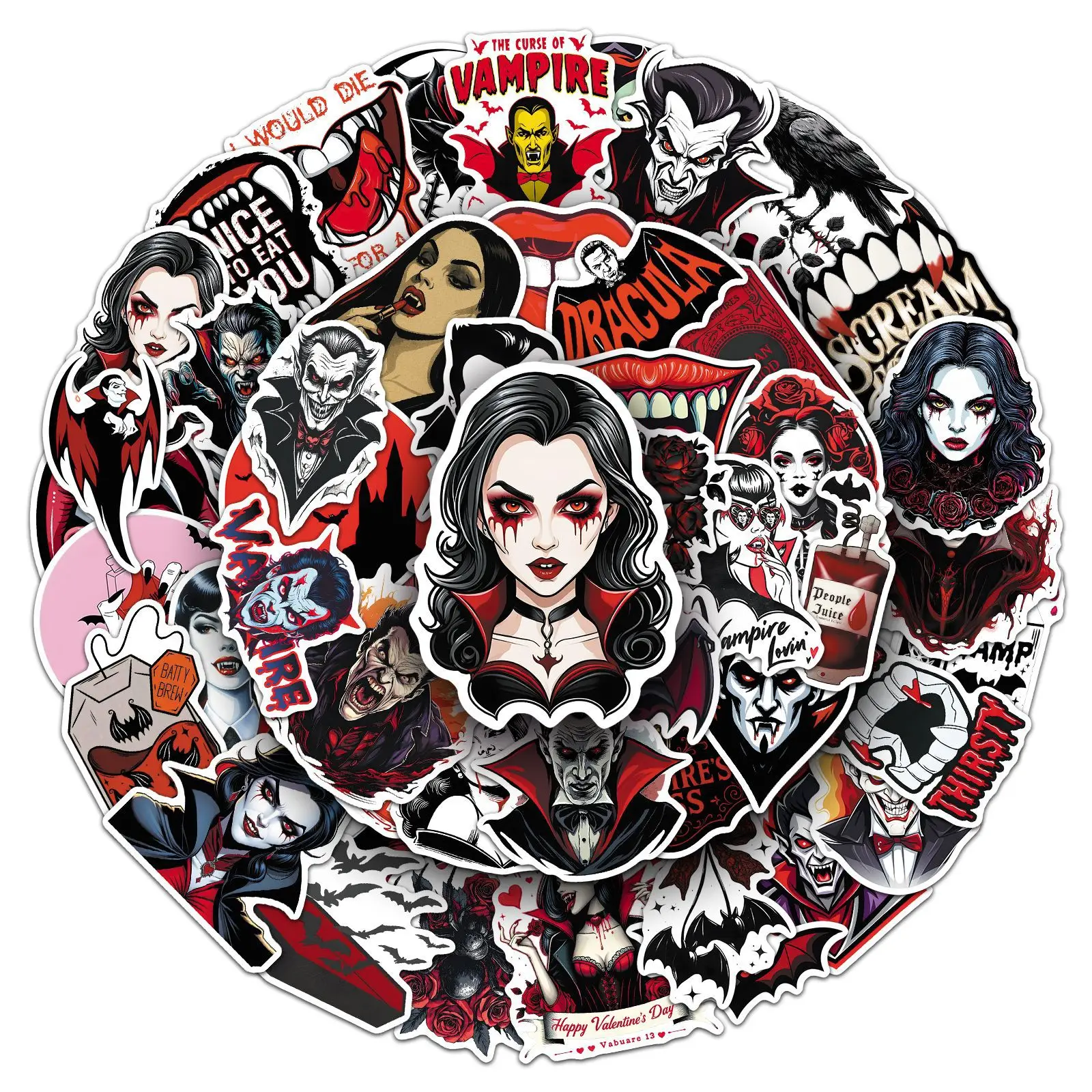 50PCS Vampire Stickers Gothic Aesthetic Red Black Cartoon Style DIY Decorative Skateboard Phone Case Waterproof Sticker Kids Toy
50PCS Vampire Stickers Gothic Aesthetic Red Black Cartoon Style DIY Decorative Skateboard Phone Case Waterproof Sticker Kids Toy