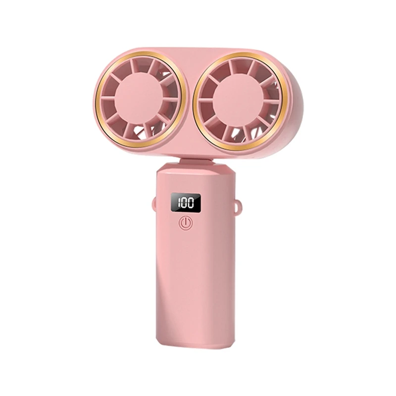 USB Rechargeable Dual-Head Fan 2400Mah Handheld Fan Hanging Neck Fan Folding Desktop With Digital Display Fan, Easy To Use Pink
USB Rechargeable Dual-Head Fan 2400Mah Handheld Fan Hanging Neck Fan Folding Desktop With Digital Display Fan, Easy To Use Pink