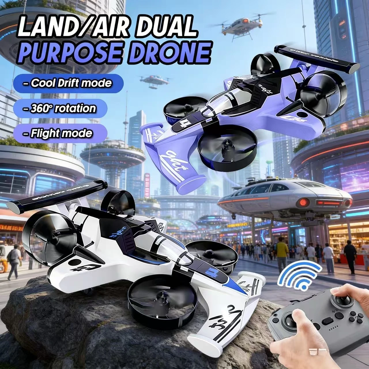 Мини-Летающий автомобильный дрон 2 в 1, двухрежимный 4-осевой профессиональный гоночный радиоуправляемый автомобиль 2,4G, детская игрушка для бездорожья, идеальный подарок для
Мини-Летающий автомобильный дрон 2 в 1, двухрежимный 4-осевой профессиональный гоночный радиоуправляемый автомобиль 2,4G, детская игрушка для бездорожья, идеальный подарок для