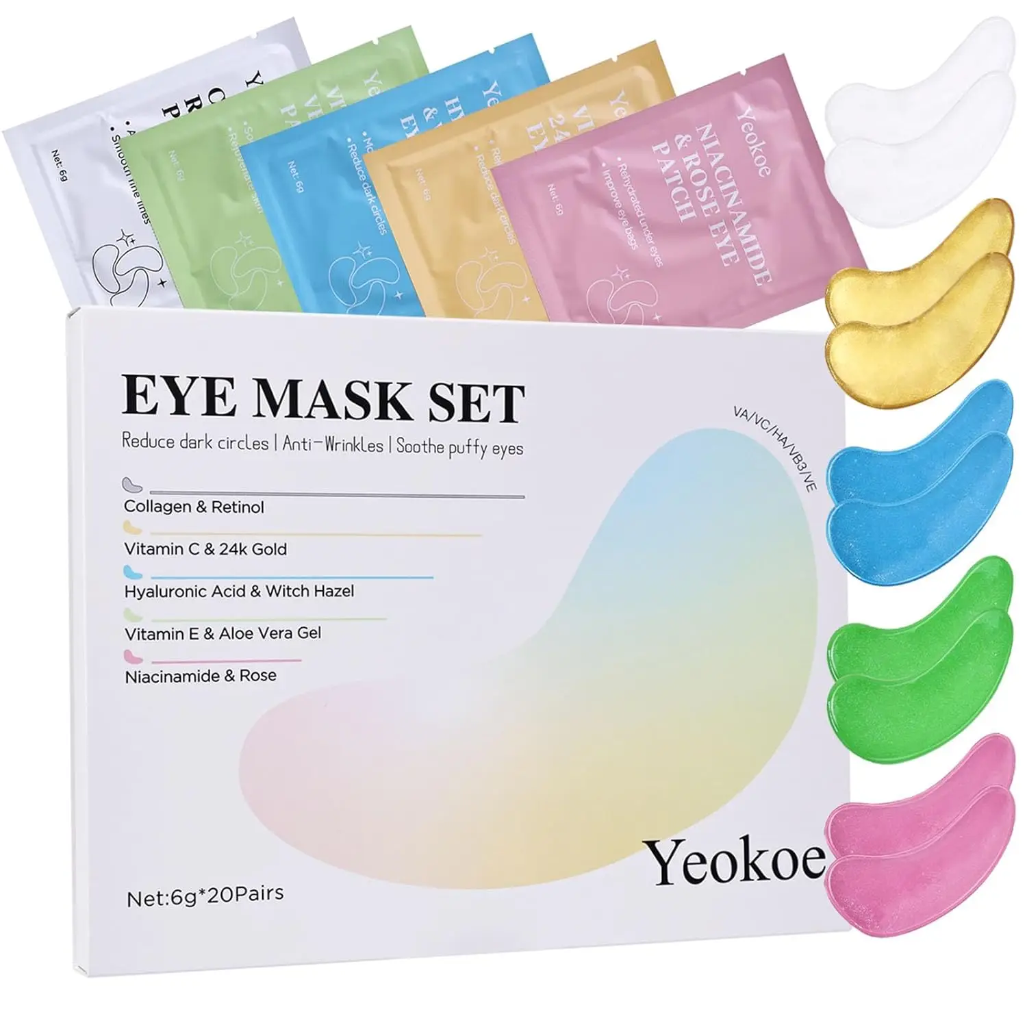 Under Eye Patches for Dark Circles & Puffy Eyes, 20 Pairs with Collagen, Retinol, Vitamin C, Hyaluronic Acid & Niacinamide
Under Eye Patches for Dark Circles & Puffy Eyes, 20 Pairs with Collagen, Retinol, Vitamin C, Hyaluronic Acid & Niacinamide